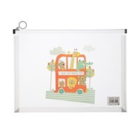 Папка-конверт на молнии формат А4, 180мкр, с рисунком "Веселая машинка", МИКС