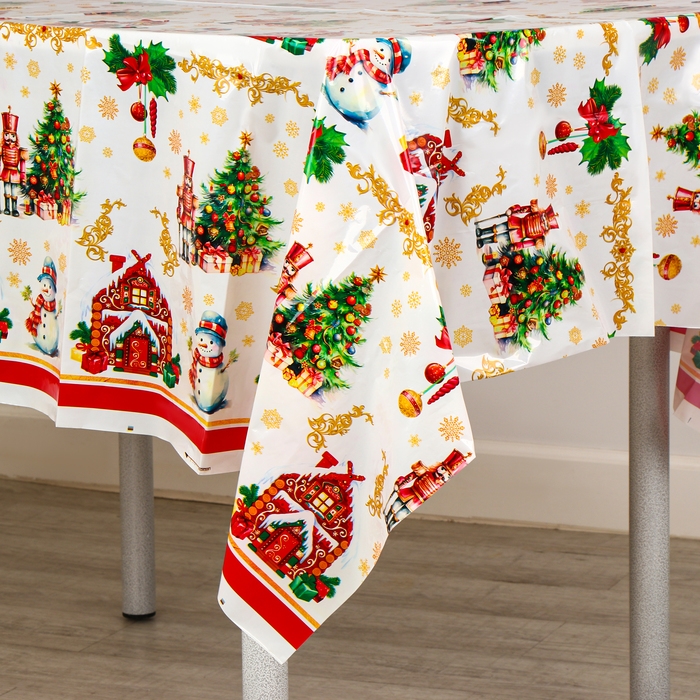 Скатерть новогодняя одноразовая &laquo;Снеговик&raquo;, 180х137 см
