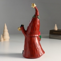 Сувенир полистоун "Дед Мороз в красном наряде, с подарками и колокольчиком" 10,5х9х22,5 см