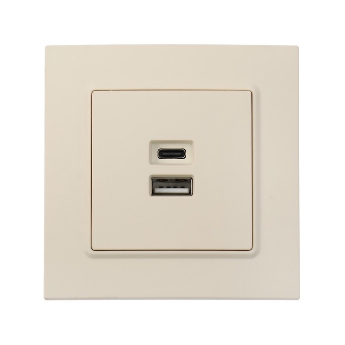 Розетка с USB-A + USB-C разъёмами, 2.1 A, 5В, TOT Elegant, скрытая, бежевая