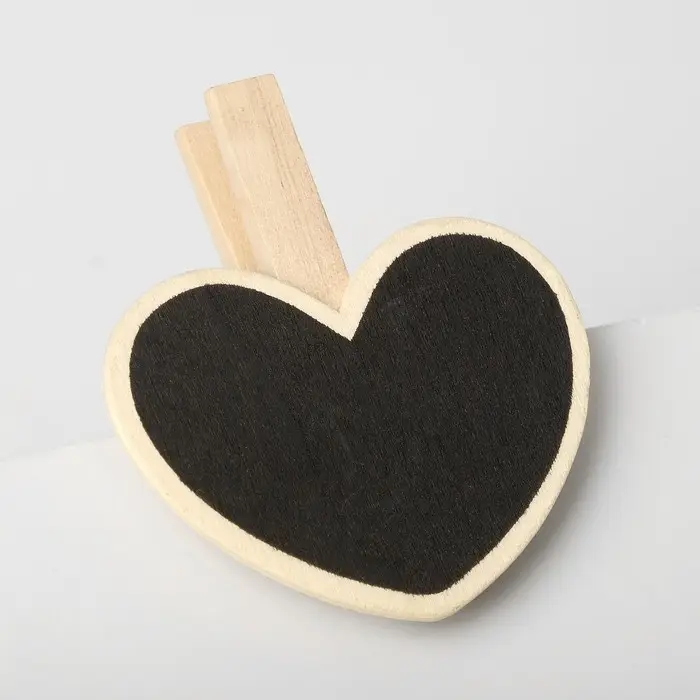 Меловой ценник &laquo;На прищепке&raquo; 6,6&times;7,2, сердце, (фасовка 10 шт.), цвет чёрный