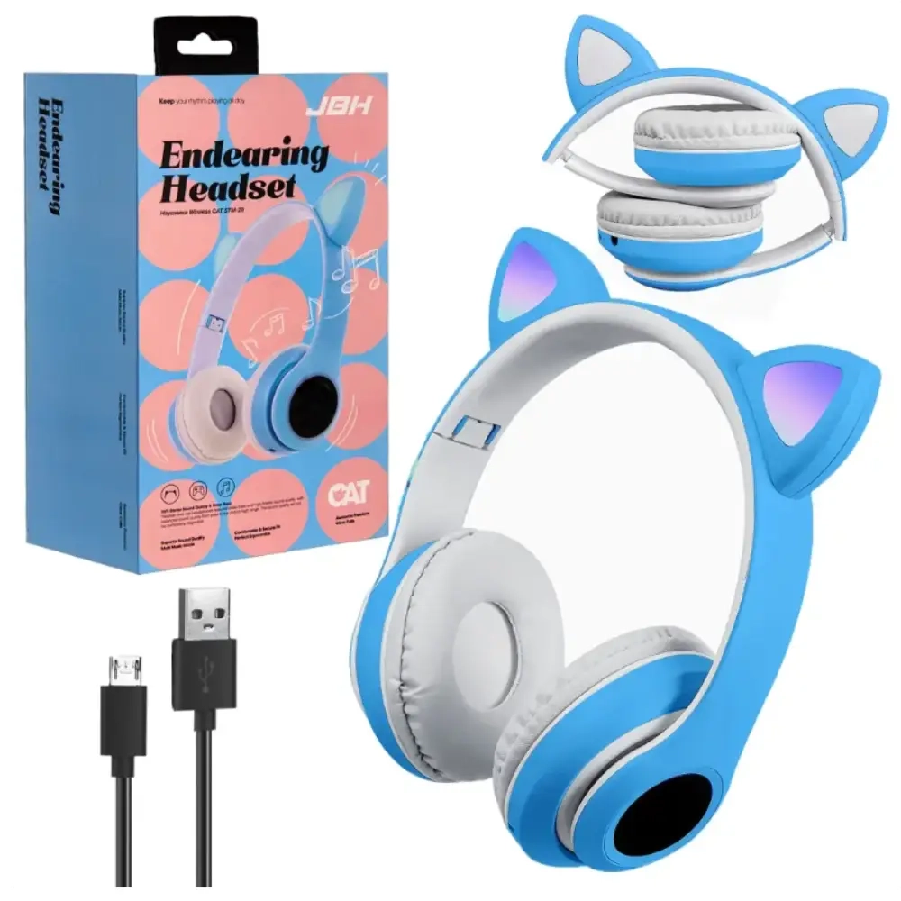 Наушники Bluetooth STM-28 CAT JBH голубые