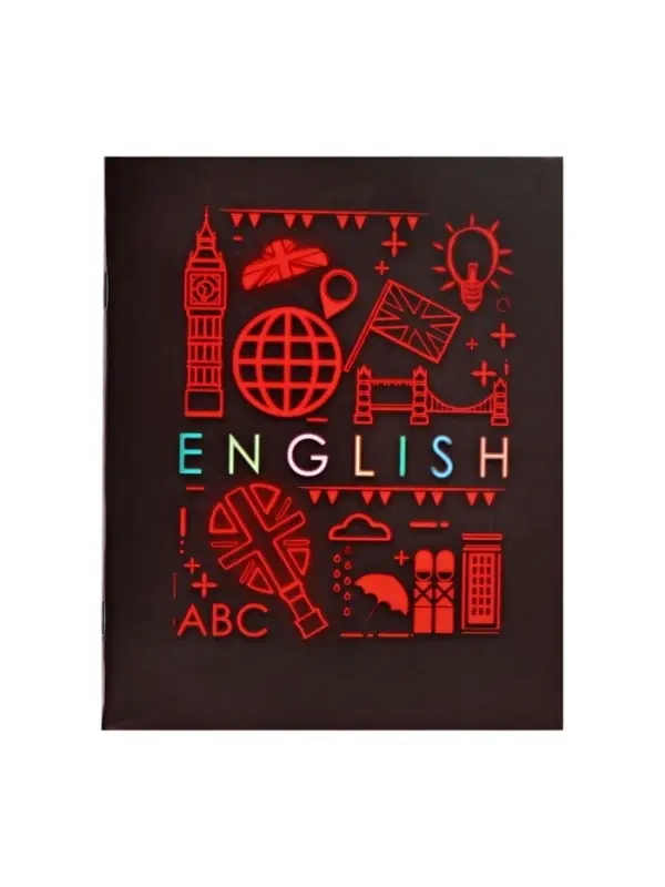 Тетрадь предметная 48 листов в клетку Calligrata, &laquo;СуперНеон. Английский язык&raquo;, обложка мелованный картон