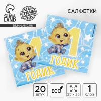 Салфетки бумажные &laquo;1 годик&raquo;, малыш, 25х25см, набор 20 шт.