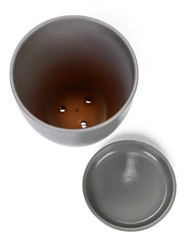 Горшок цветочный с поддоном 2,5 л, d18/h16 см серый керамика, "Туман" (М)