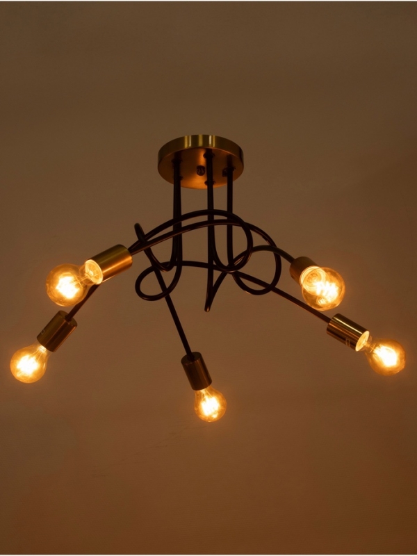 Люстра "Узел" 5х40Вт Е27 черный/латунь 52х52х36см