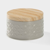Банка для хранения сыпучих продуктов &laquo;Сканди&raquo;, 300 мл, 6&times;10 см, с бамбуковой крышкой, цвет серый