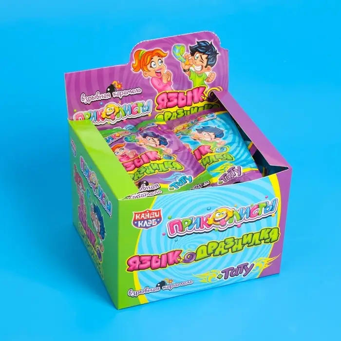 Карамель взрывная с татуировкой "Приколисты. Язык-дразнилка", ассорти, 1 г