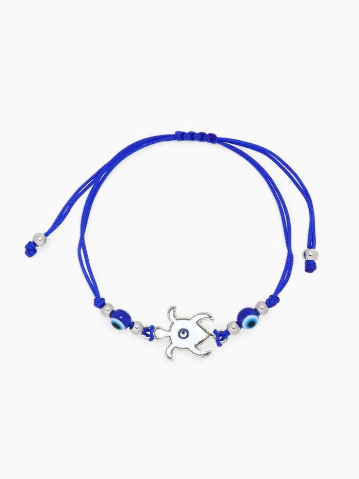 Браслет-оберег &laquo;Черепаха&raquo; на нити, спокойствие, глазик, цвет синий в серебре