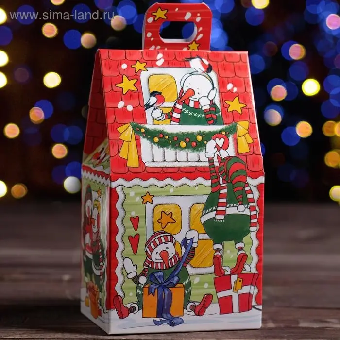 Подарочная коробка &laquo;Домик снеговиков&raquo;, 9.1&times;7&times;15.7 см
