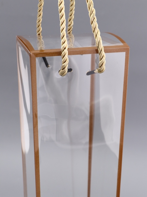 Коробка из PET с ручками, золотая, 9 х 9 х 34 см