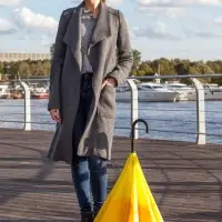 Зонт наоборот Style, трость, черный