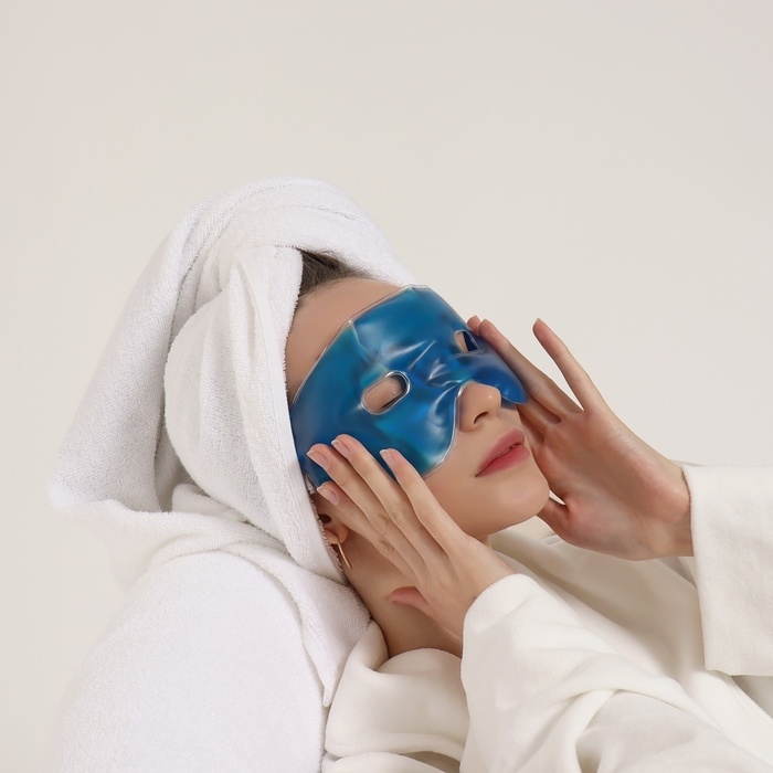 Маска для лица гидрогелевая, охлаждающая/согревающая, 23 &times; 10 &times; 0,5 см, цвет синий