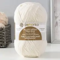 Пряжа для вязания спицами, крючком &laquo;Пехорский текстиль. Австралийский меринос&raquo;, 95% мериносовая шерсть, 5% акрил объёмный 400 м/100 г, (01 белый)