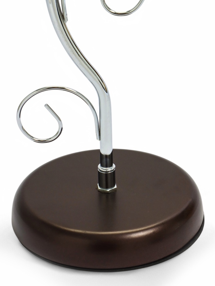 Подставка для бокалов, серебристая с коричневым основанием, на 6 бокалов