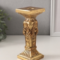 Подсвечник полистоун на 1 свечу "Римская колонна с цветами" состаренное золото 7х7х17 см