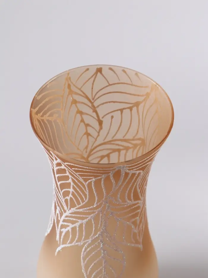 Ваза &laquo;Кармен&raquo; листья, волна, h=26 см, стекло, пудра