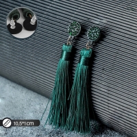 Серьги &laquo;Кисти&raquo; гармония, цвет изумрудный, L кисти 8,5 см