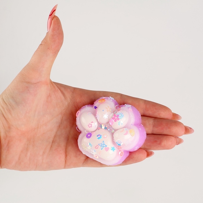 Сквиш антистресс - игрушка &laquo;Лапка&raquo;, с блёстками