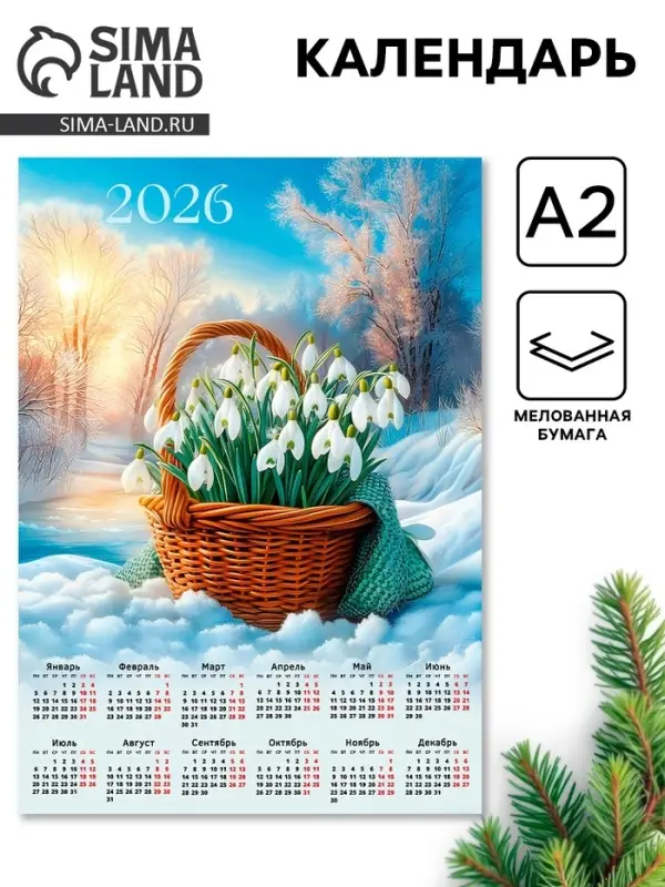 Календарь 2026 &laquo;Подснежники&raquo;, А2