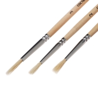 Набор кистей коза, 3 штуки (№1, 2, 3), круглые, с деревянными ручками, в блистере