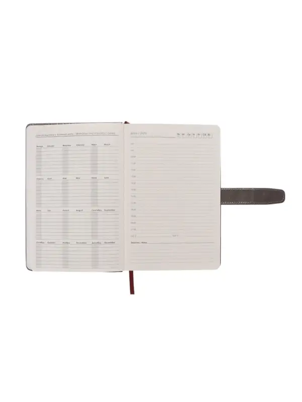 Ежедневник недатированный формат А5, с хлястиком, 128л, линия, пвх, Серый