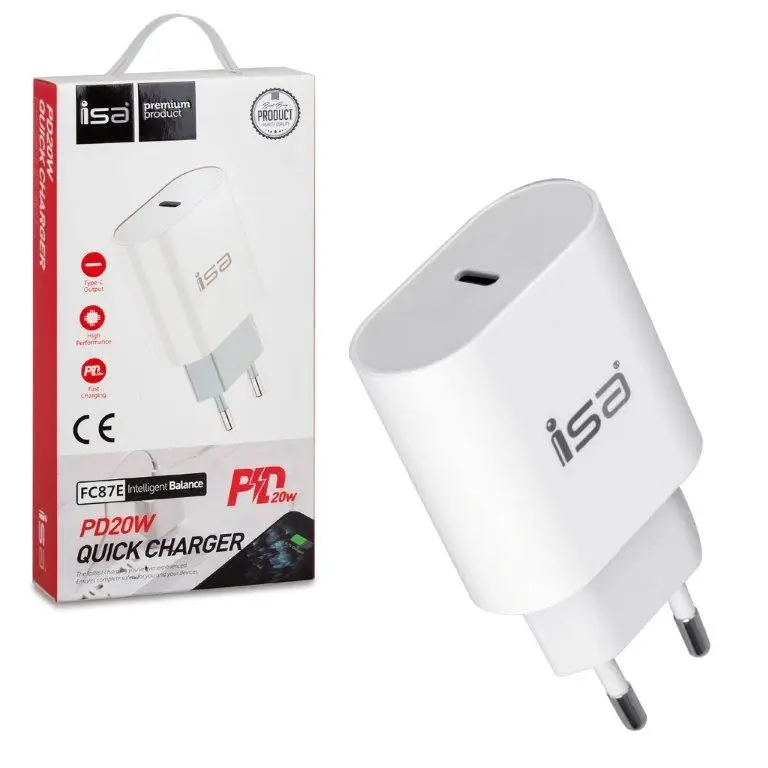 Переходник СЗУ FC87E на Type-C PD20W ISA белый (190шт/кор)