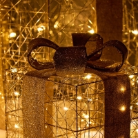 Фигура световая "Кубы золотистые", 25х20х15 см, 90 LED, батарейки ААх8 (не в компл.), свечение тёплое белое