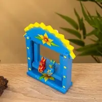 Сувенир "Зайки на качелях" дерево 11х5,4х14,4 см, цв. синий