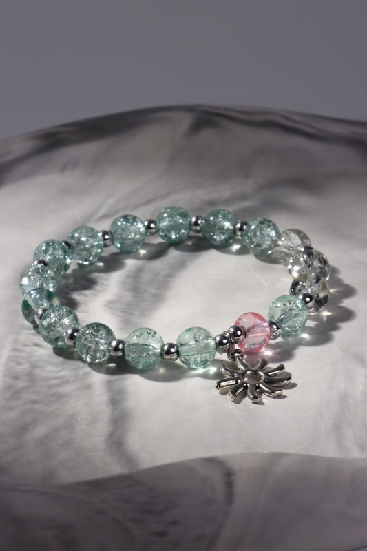 Браслет &laquo;Радость&raquo; солнце, цвет бело-голубой в серебре, d=7