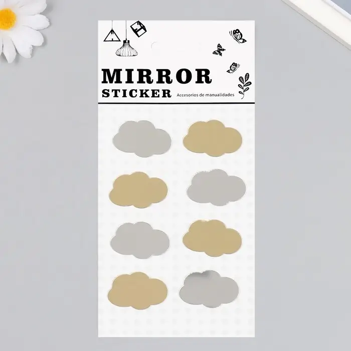 Наклейка зеркальная "Облачка" 20х10 см
