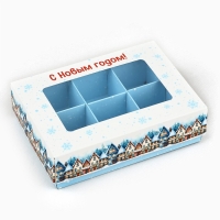 Коробка складная под 6 конфет &laquo;Зима в городе&raquo;, 13.5 х 9.8 х 3.8 см, Новый год