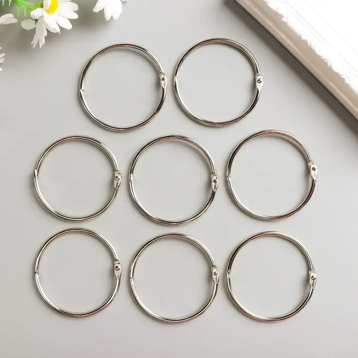 Кольцо для творчества (для фотоальбомов) "Серебро" набор 8 шт внутр. d= 5 см внешн. d=5,5 см