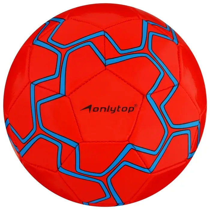 Мяч футбольный ONLYTOP, р. 5 (PVС, резиновая камера, машинная сшивка), цвет красный