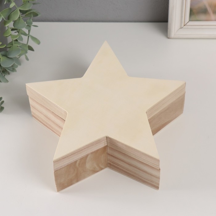 Шкатулка дерево под роспись "Звезда" крышка на магнитах 23,5х23,5х8 см