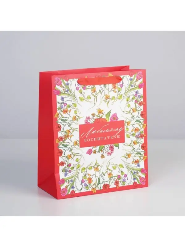 Пакет подарочный ламинированный, упаковка, &laquo;Любимому воспитателю&raquo;, ML 27 х 23 х 11.5 см