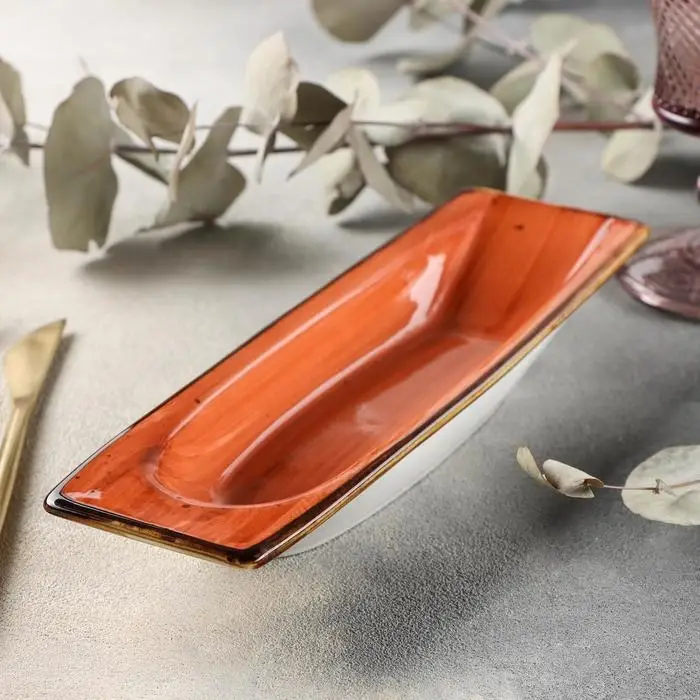 Блюдо керамическое сервировочное &laquo;Сапфир&raquo;, 26&times;7,5&times;3,5 см, цвет оранжевый