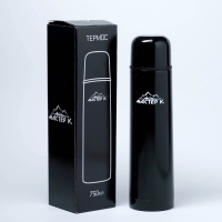 Термос, 750 мл, Гильза "Мастер К", с кружкой, сохраняет тепло 24 ч, гарантия 5 лет, чёрный