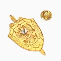 Значок "ФСБ" герб, голубо-красный в золоте