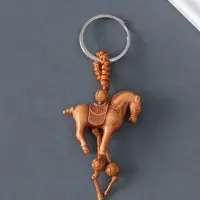 Брелок пластик, текстиль "Конь" под дерево 3,7х4,3х1,2 см