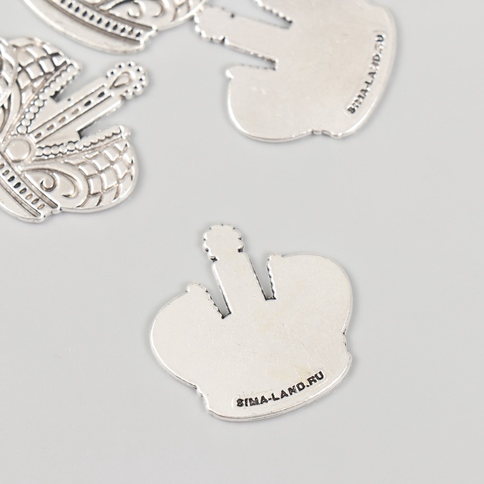 Декор металл для творчества "Корона императора" набор 5 шт 2,5х2,5 см