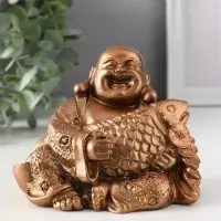 Фигура &laquo;Хотей с рыбой&raquo;, 8.5&times;11&times;9 см, бронза