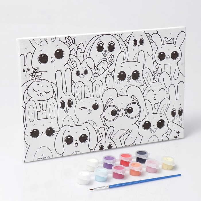 Картина по номерам для детей &laquo;Забавные зайчата&raquo;, 20 х 30 см