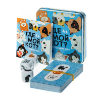 Настольная игра &laquo;Пластиковые кубики. Где мой кот?&raquo;, жестяная коробочка