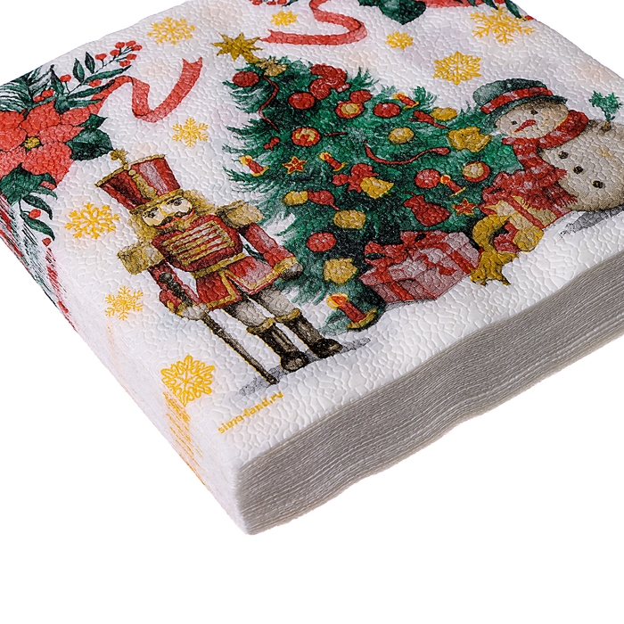 Новогодние салфетки бумажные "Елка", двухслойные, 33х33 см, 20 шт.