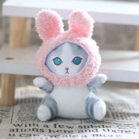 Мягкая игрушка &laquo;Котик&raquo;, в костюме зайки, на брелоке, 11 см, цвет МИКС