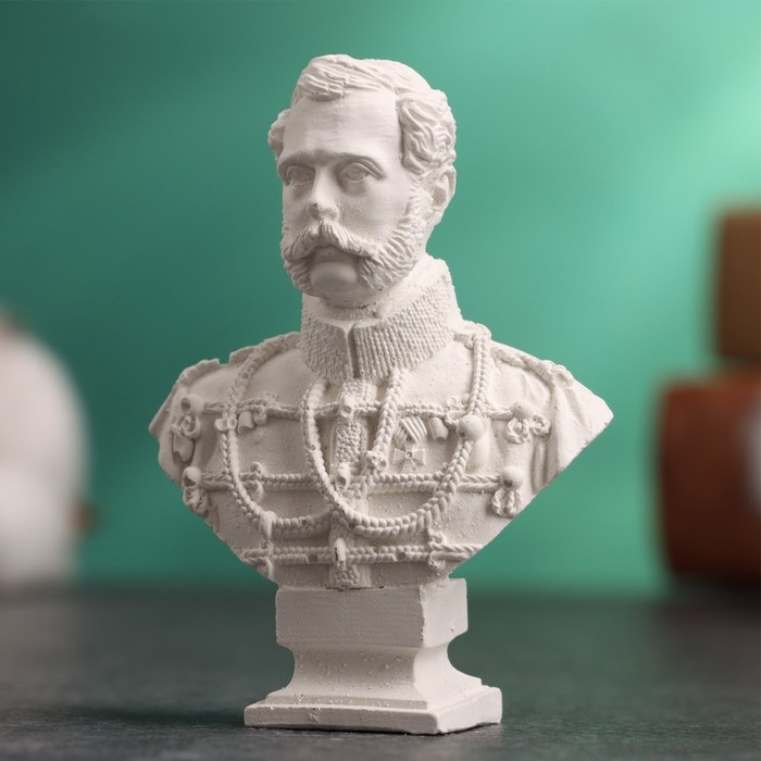 Бюст "Император Александр II" белый, 4,5х2х6см