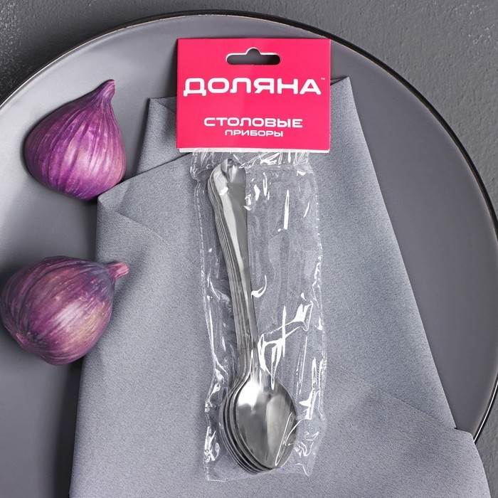 Набор чайных ложек Доляна &laquo;Капля&raquo;, 15 см, 6 шт, цвет серебряный