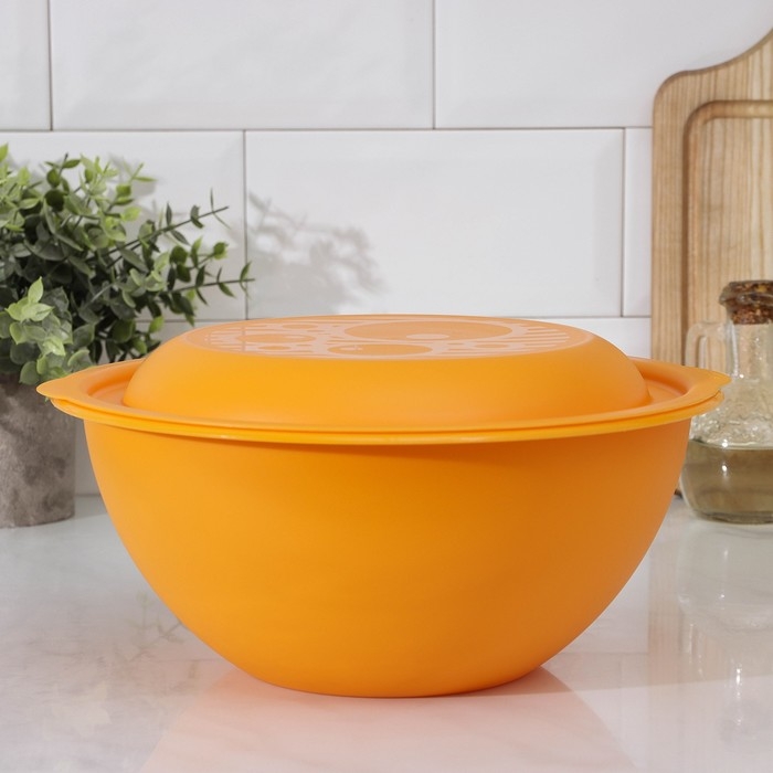 Миска салатница Martika, 3 л, с крышкой, пластик, МИКС