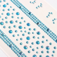 Наклейка пластик стразы "Квадратная дорога" синяя 22,5х11,5 см